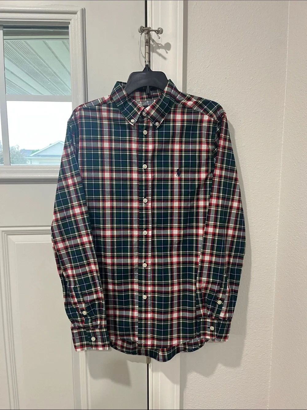 Ralph Lauren Navy, Green & Red Plaid Button-Down Shirt